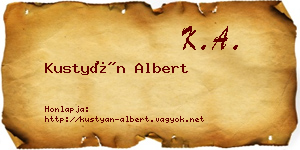 Kustyán Albert névjegykártya